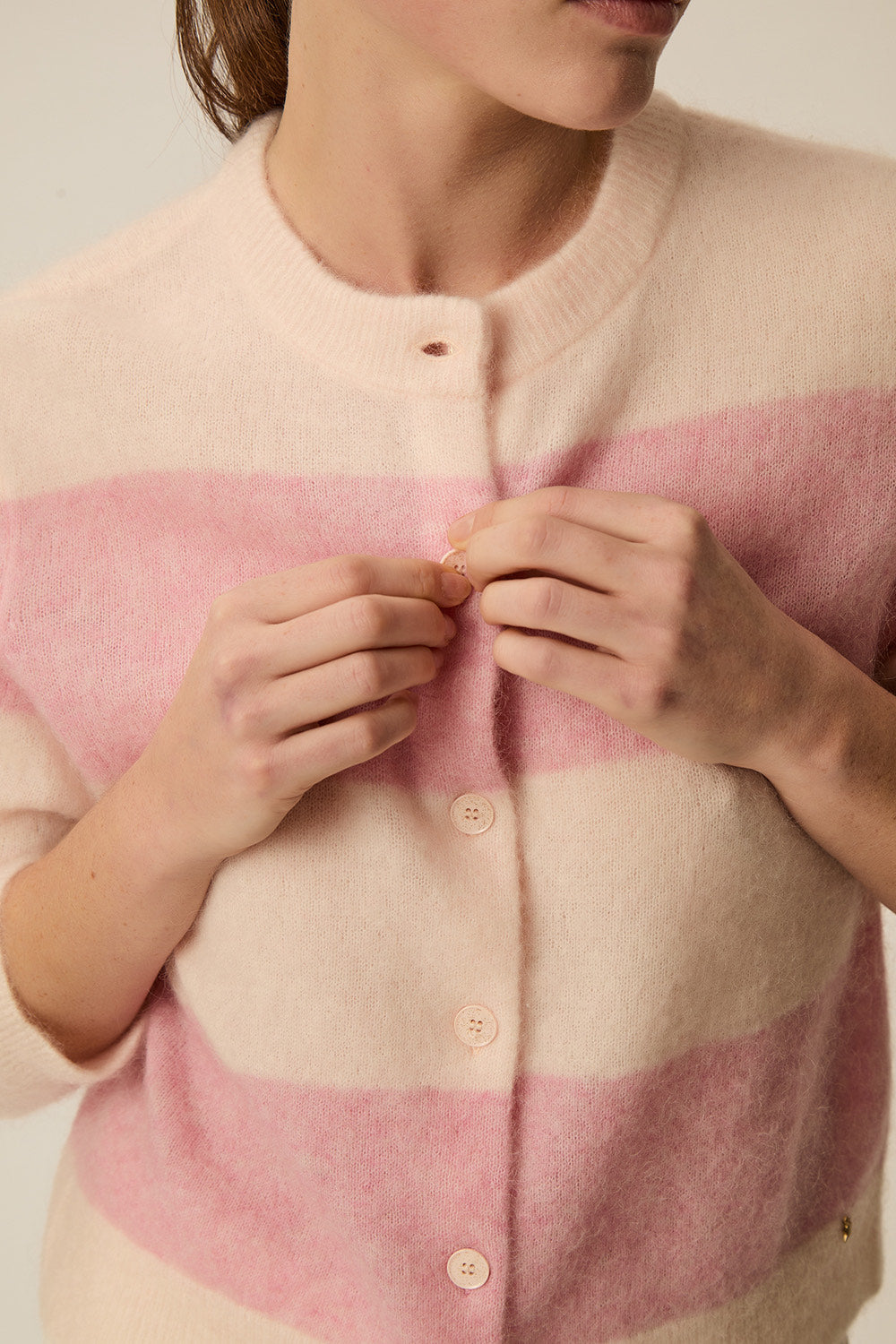 Cardigan Domette Poudre/Rose