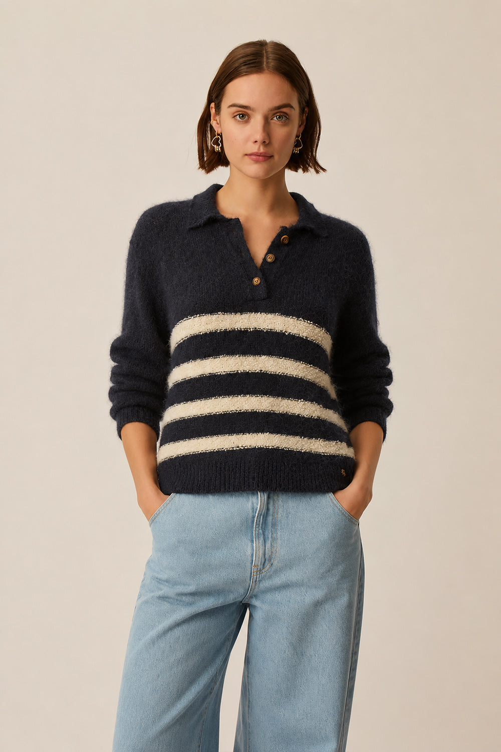 Pull Claudio Marine/Creme