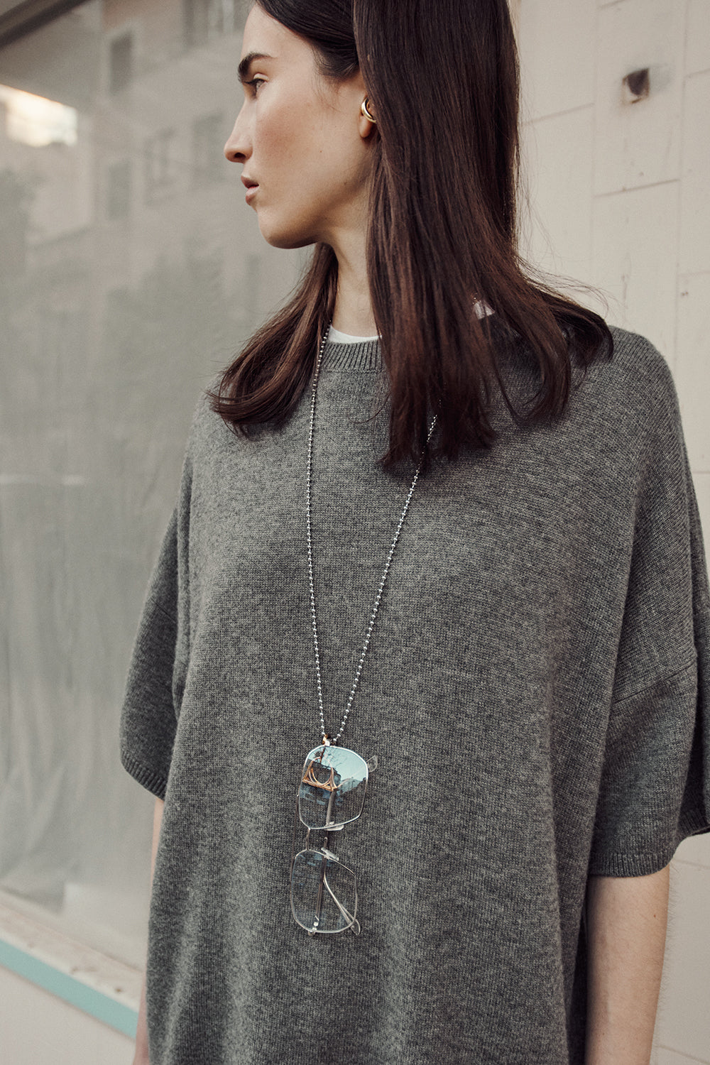 Pull manches courtes Aromane Gris Medium