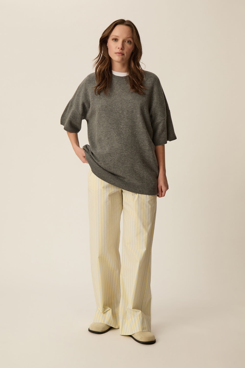 Pull manches courtes Aromane Gris Medium