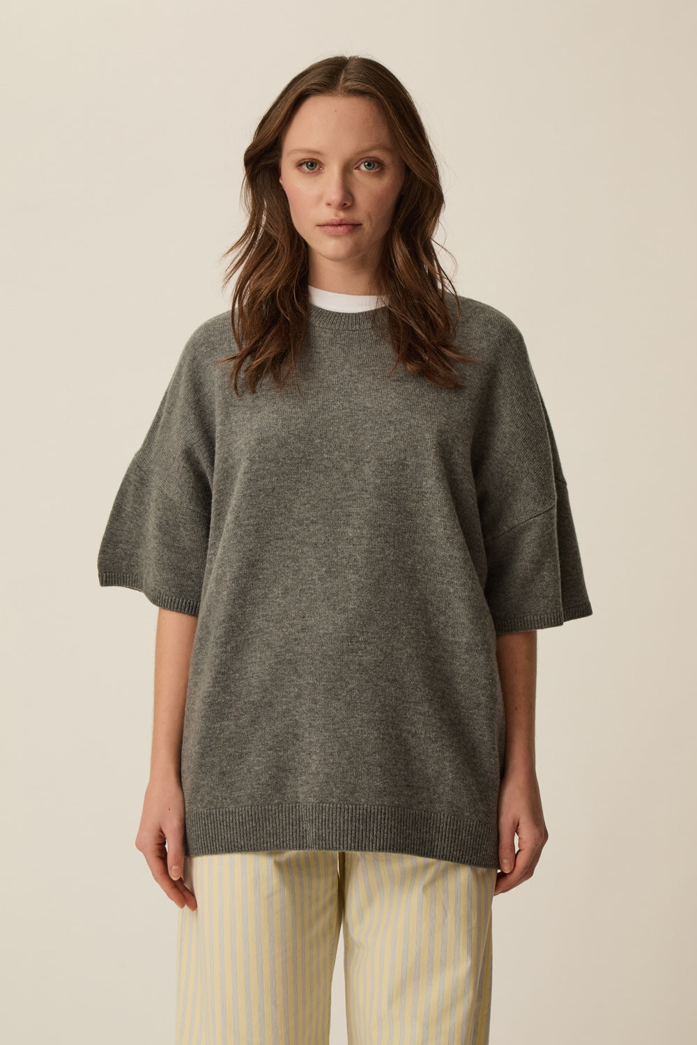 Pull manches courtes Aromane Gris Medium