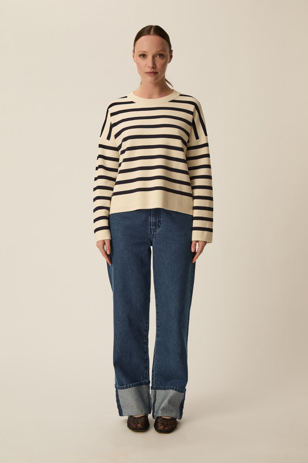 Pull marinière Biscote Creme/Marine