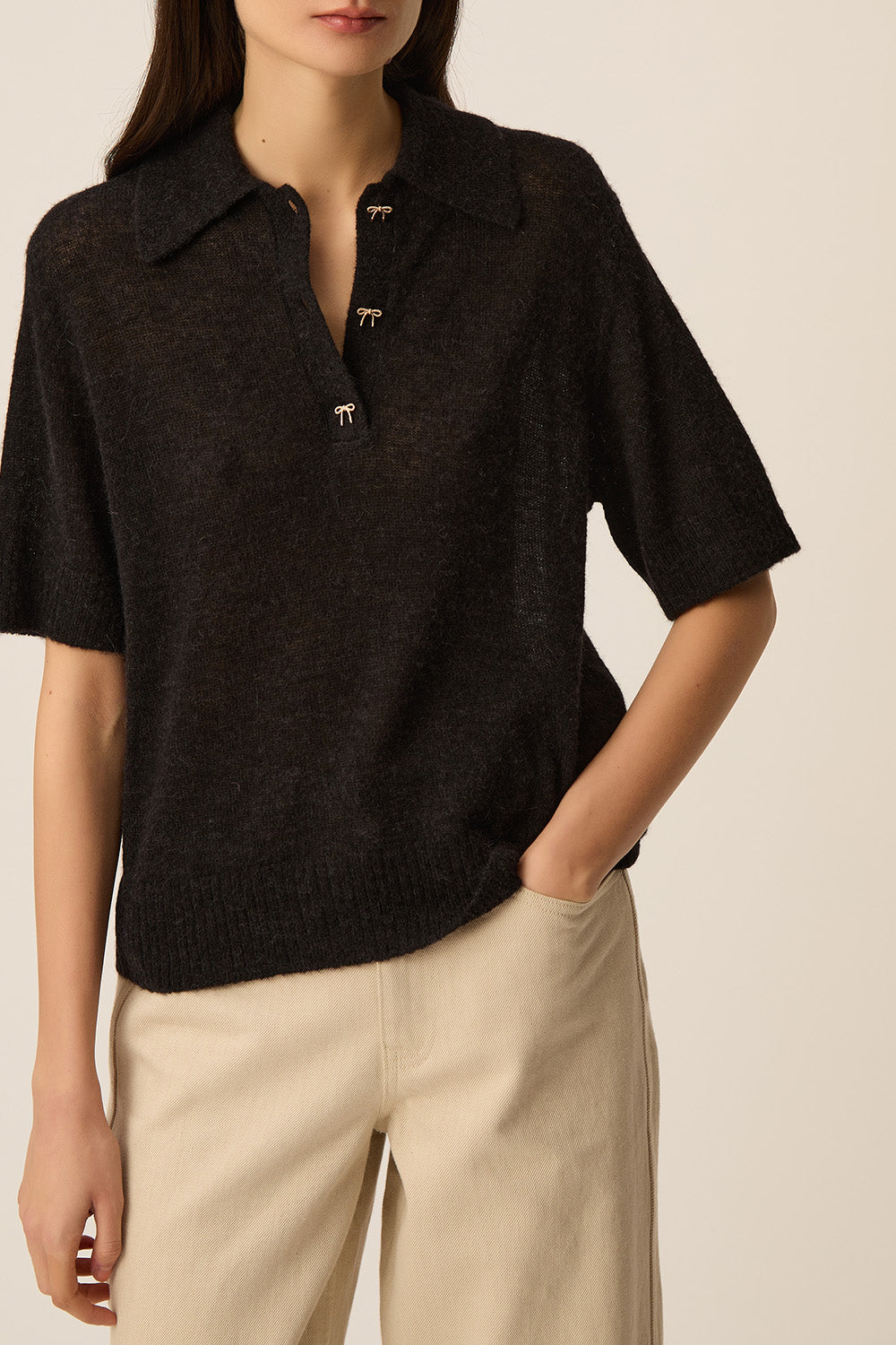 Pull manches courtes Cowboy Noir