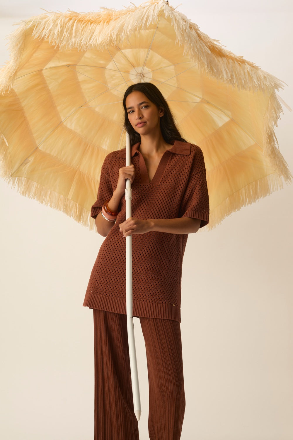 Pull manches  courtes Delfy Choco