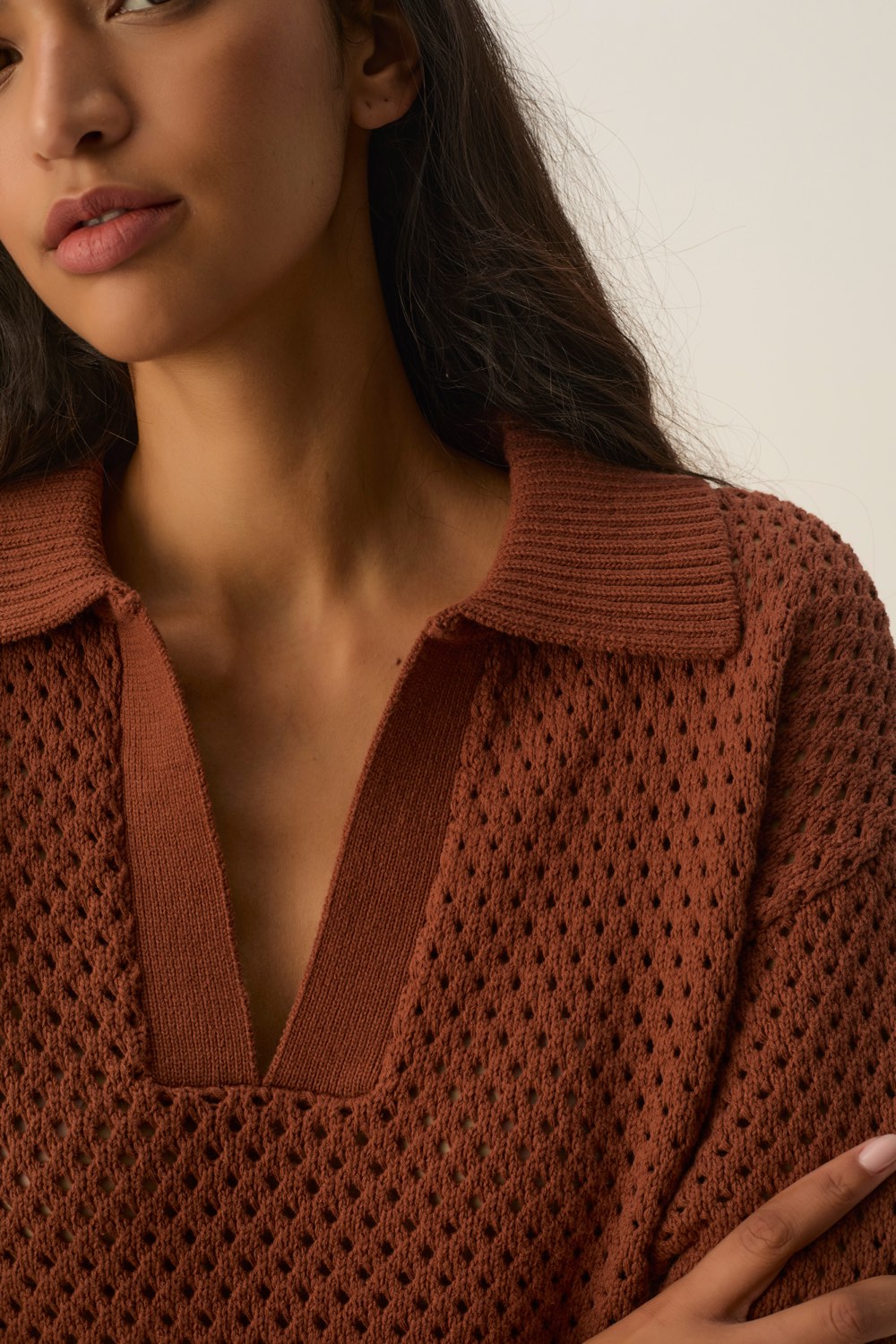Pull manches  courtes Delfy Choco