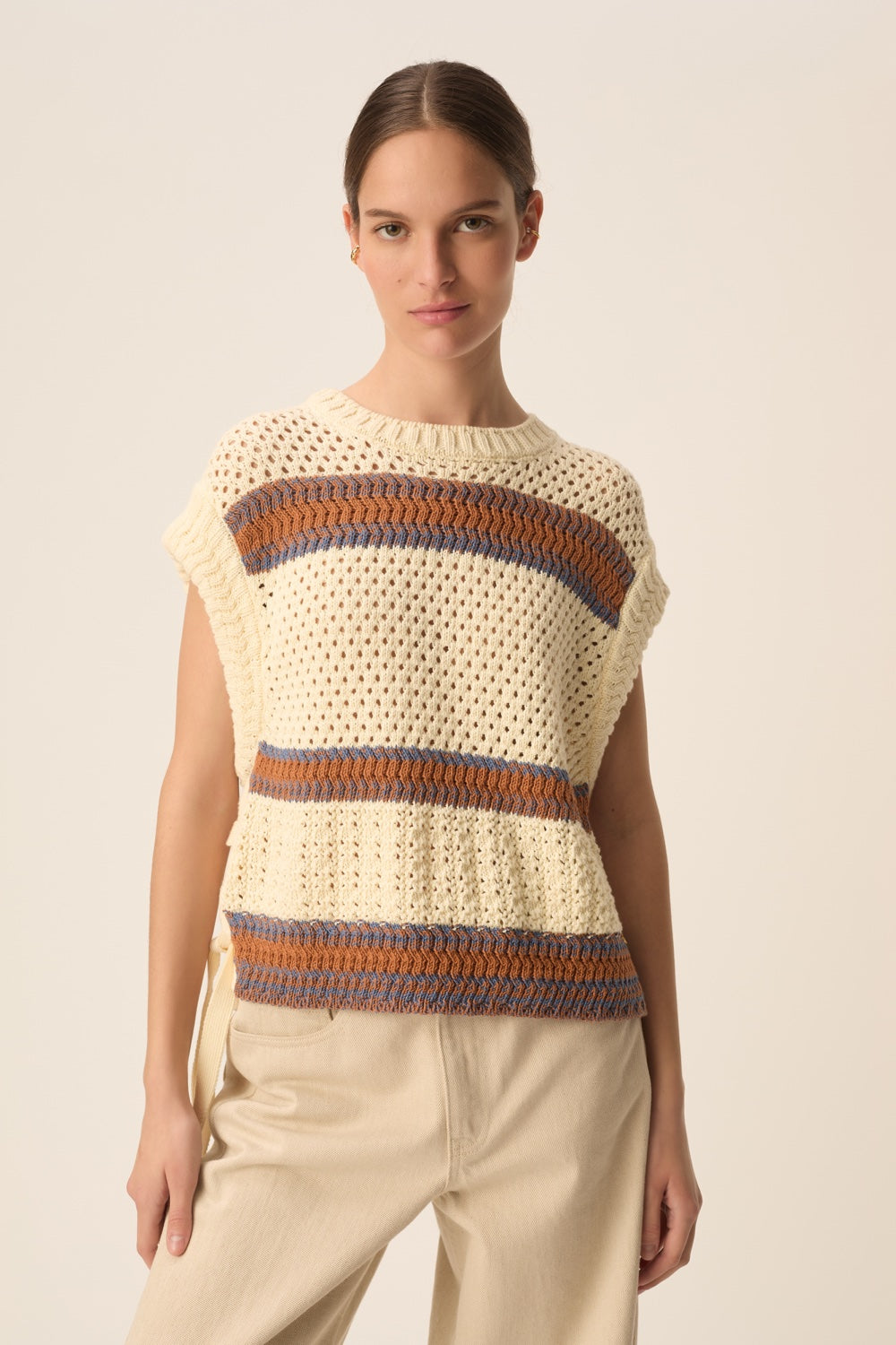Pull sans manches Baba Creme/Choco