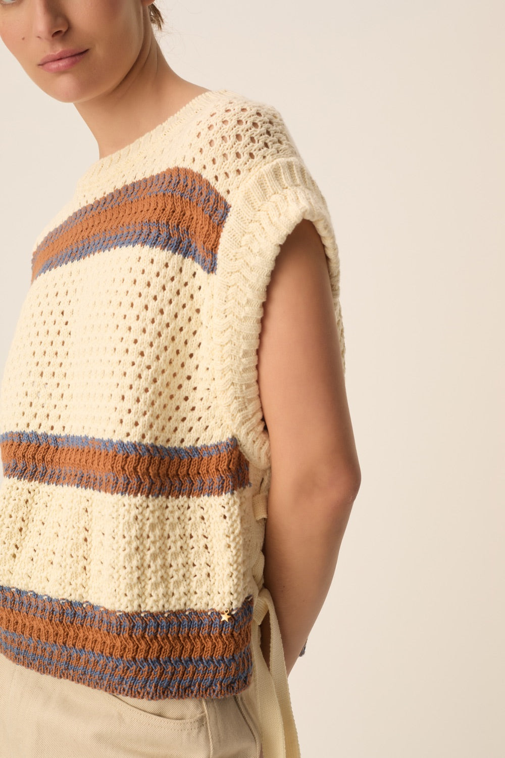 Pull sans manches Baba Creme/Choco