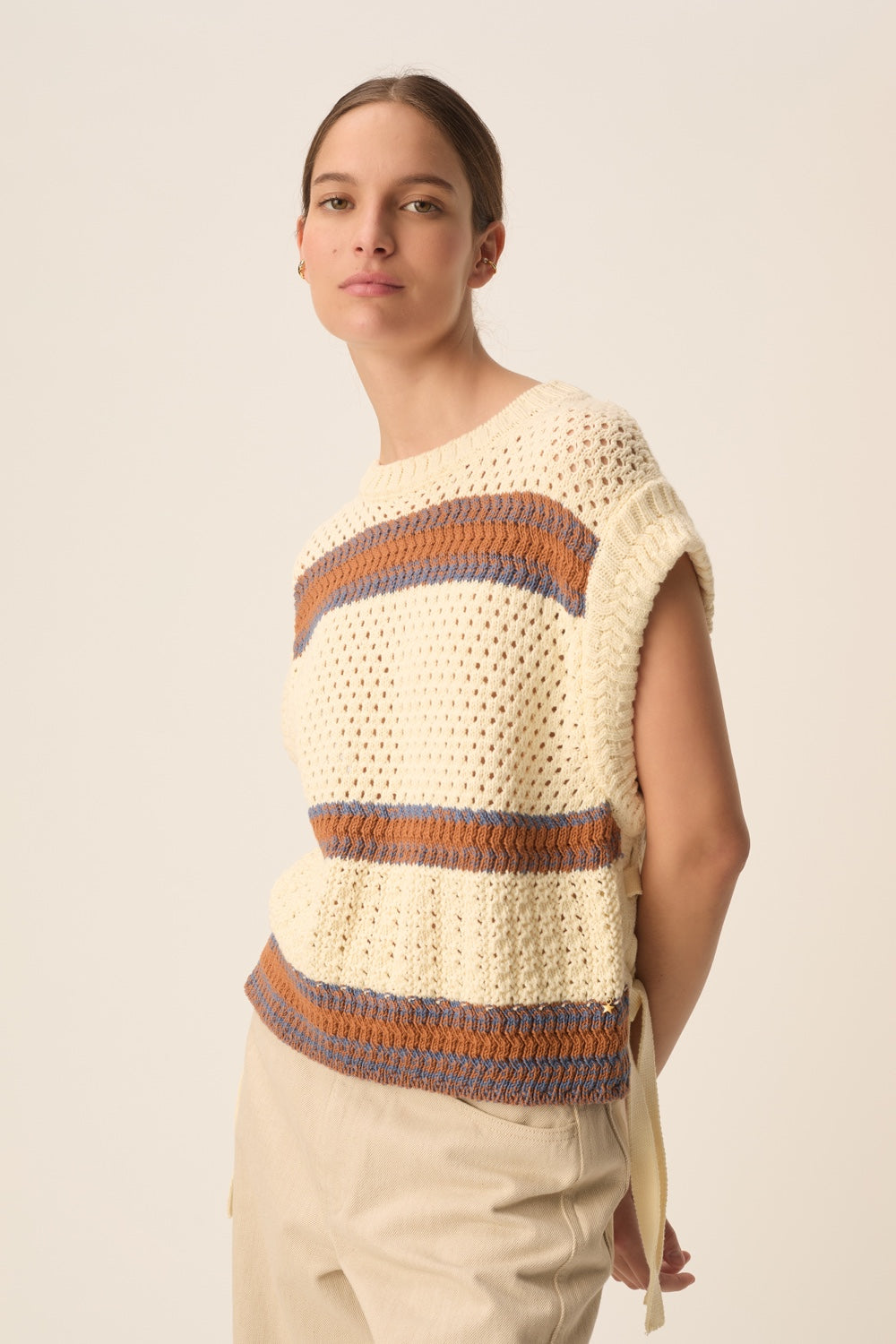 Pull sans manches Baba Creme/Choco