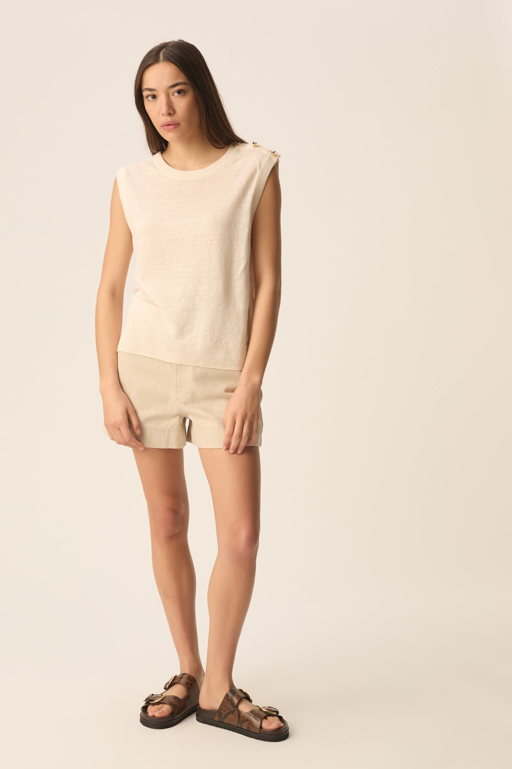 Pull sans manches Brazou Creme