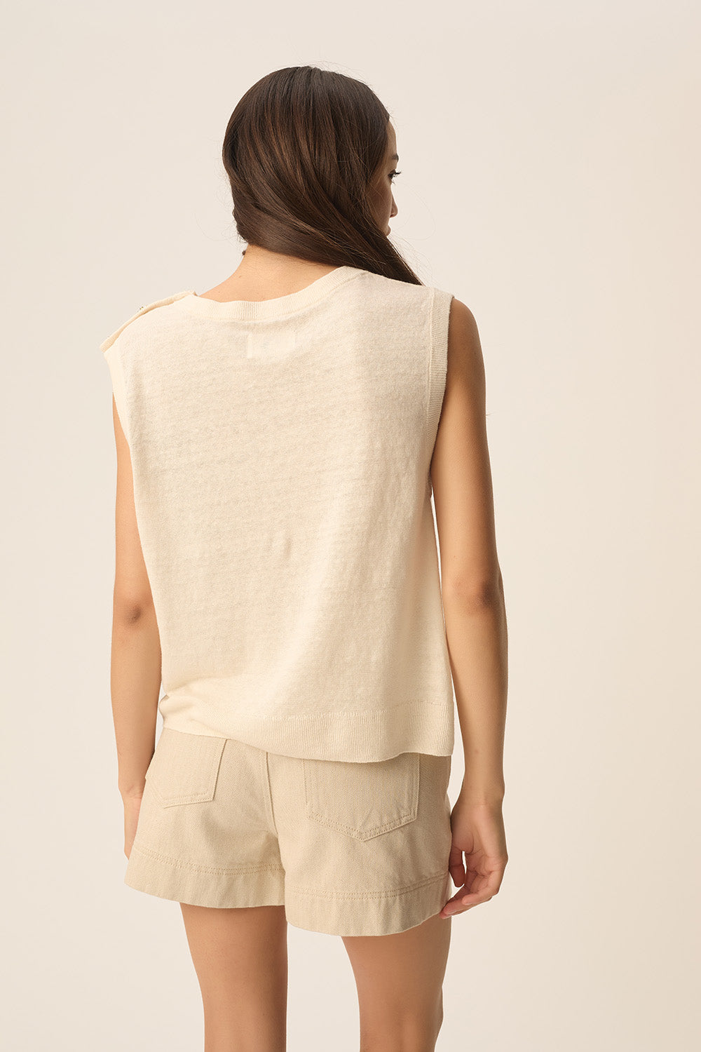 Pull sans manches Brazou Creme
