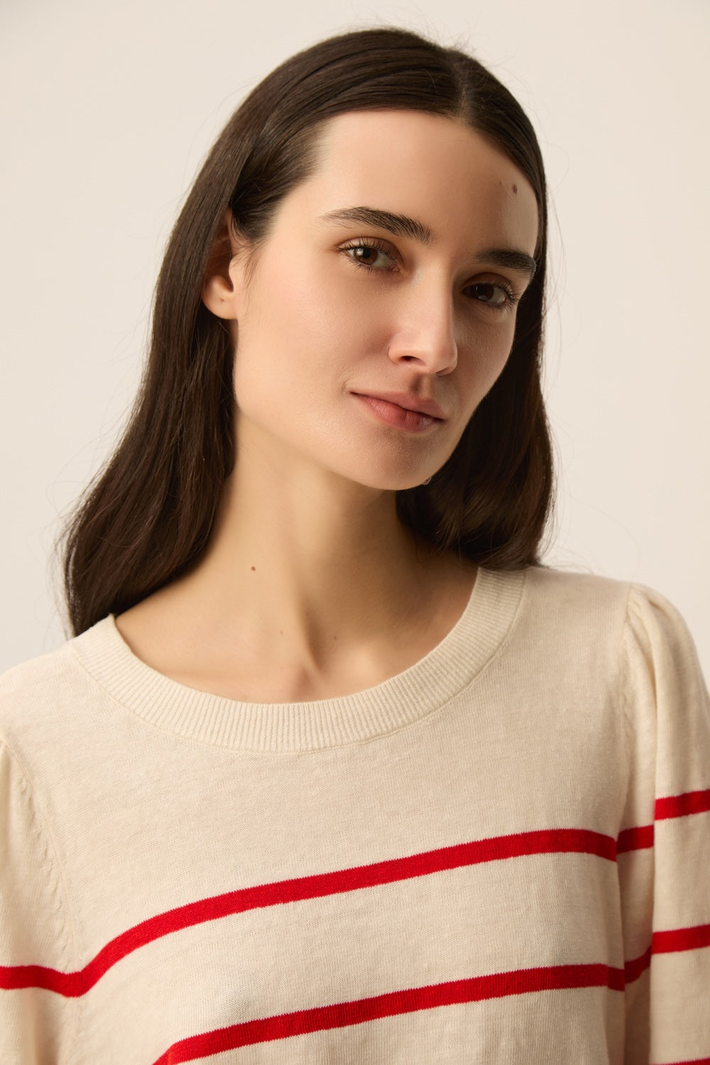Tee-shirt en maille Bruna Creme/Homard