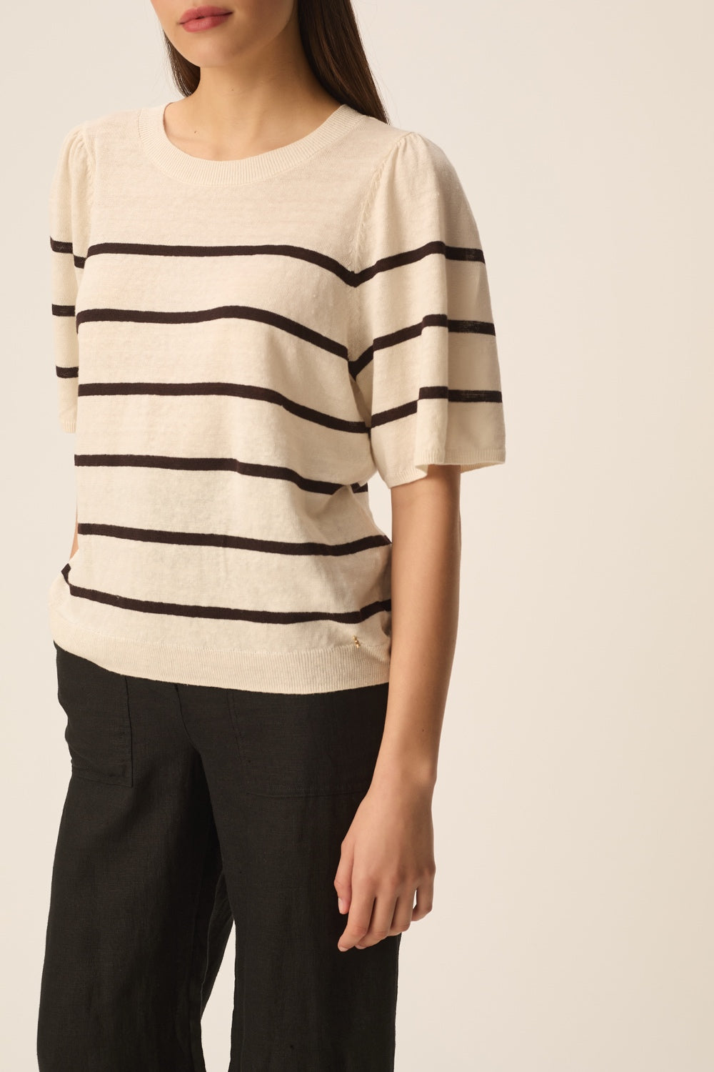 Tee-shirt en maille Bruna Creme/Terre