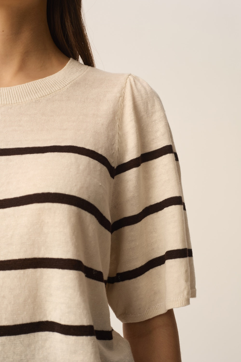 Tee-shirt en maille Bruna Creme/Terre