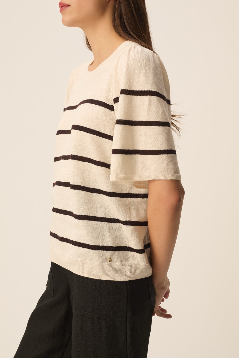 Tee-shirt en maille Bruna Creme/Terre