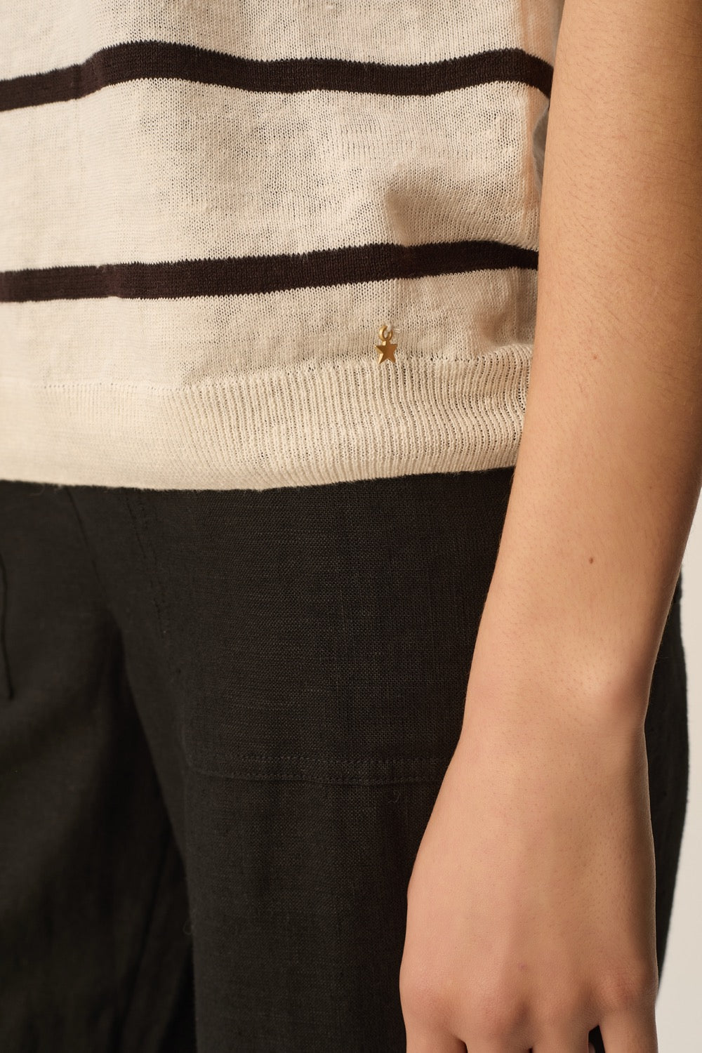 Tee-shirt en maille Bruna Creme/Terre