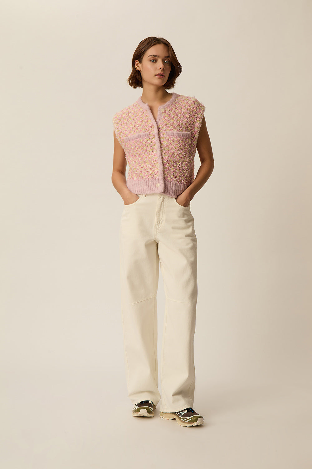 Sleeveless cardigan April Multico Tweed
