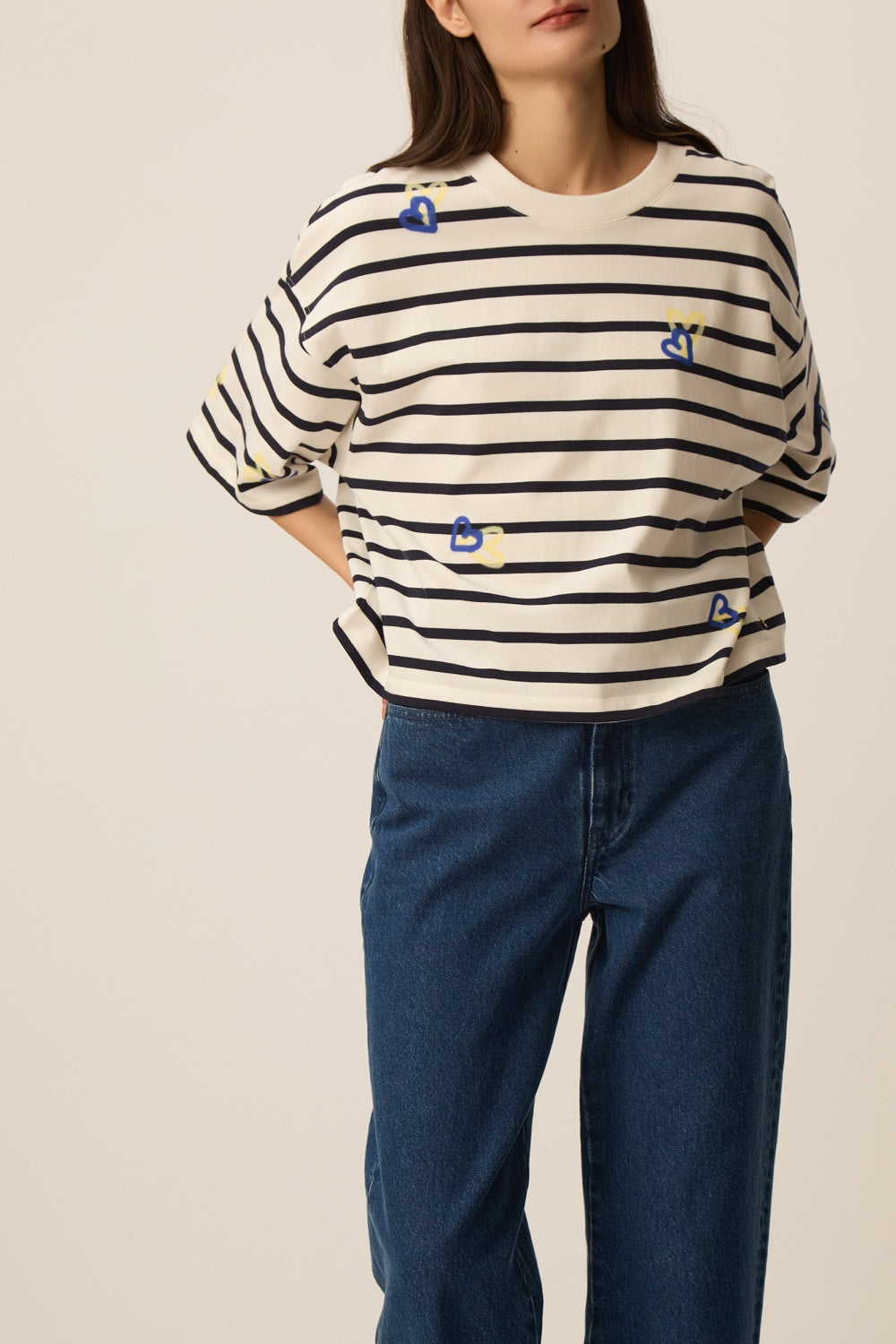 Striped top Fionna Coeur Indigo/Beurre