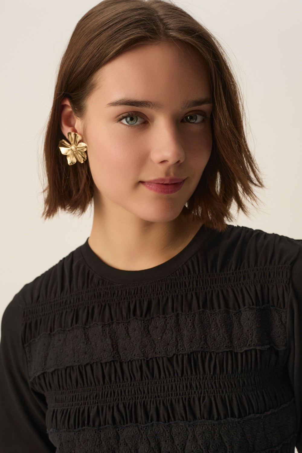 Boucles D'Oreilles Pensee Dore
