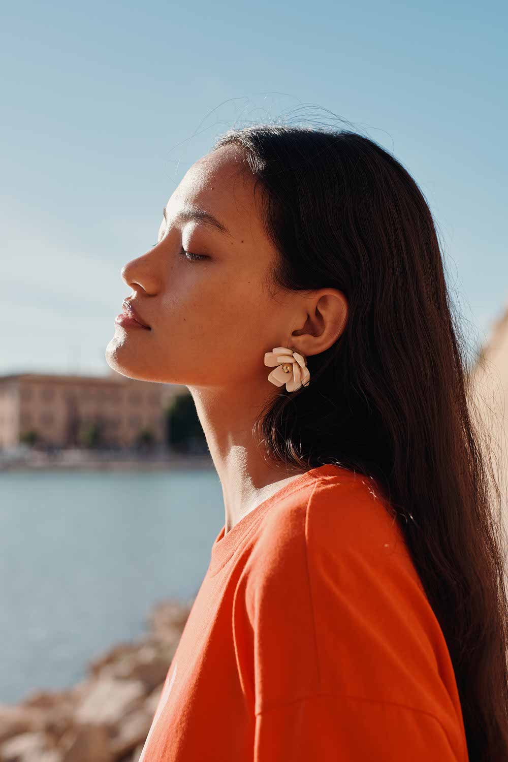 Boucles D'Oreilles Plume Ecru