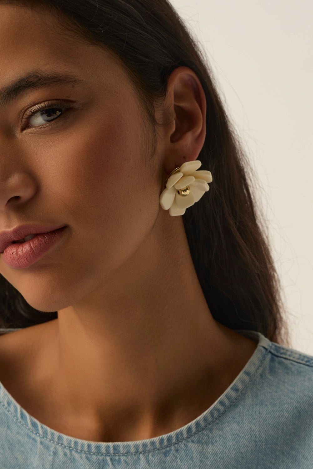 Boucles D'Oreilles Plume Ecru