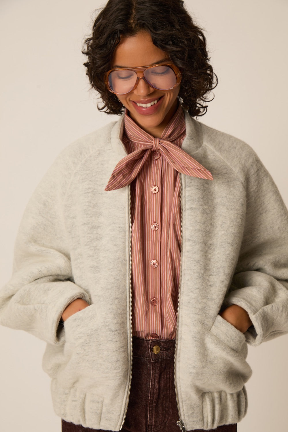 Knit Jacket Hildilia Gris Chine